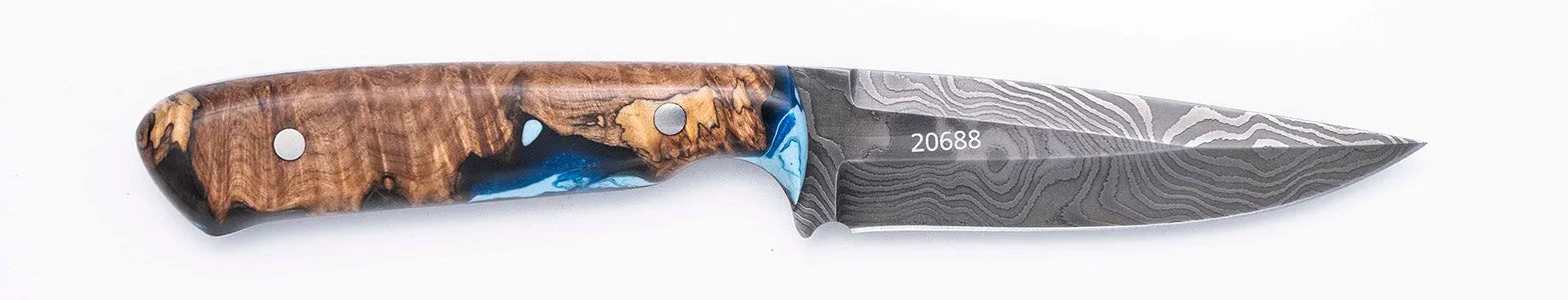 Carved Damascus Field Knife #20688