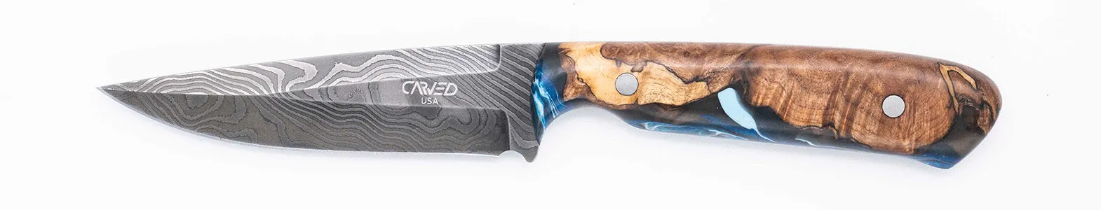 Carved Damascus Field Knife #20688