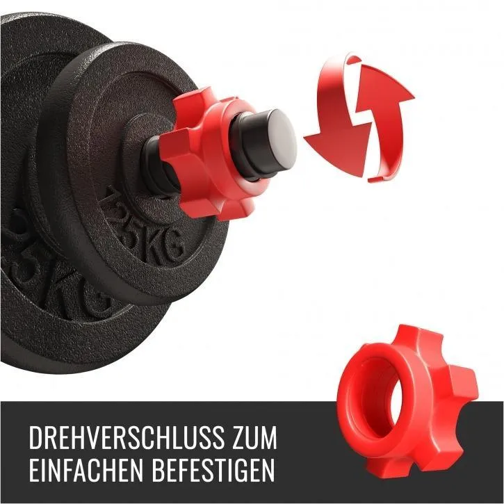 Cast Iron Dumbbell 25mm Dia Dia Set 15KG - Black/Red