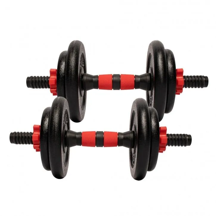 Cast Iron Dumbbell 25mm Dia Dia Set 15KG - Black/Red