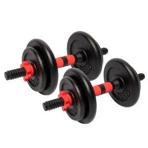 Cast Iron Dumbbell 25mm Dia Dia Set 15KG - Black/Red