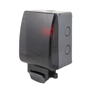Click OA835T Weatherproof IP66 1G 13A DP Switched Socket   Neon (Semi-Transparent Lid)