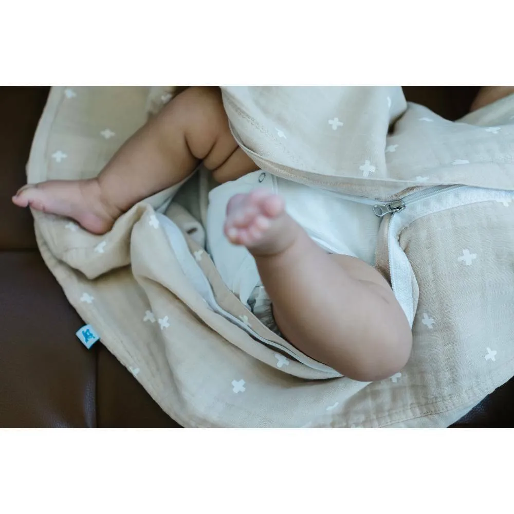 Cotton Muslin Sleeping Bag - Taupe Cross