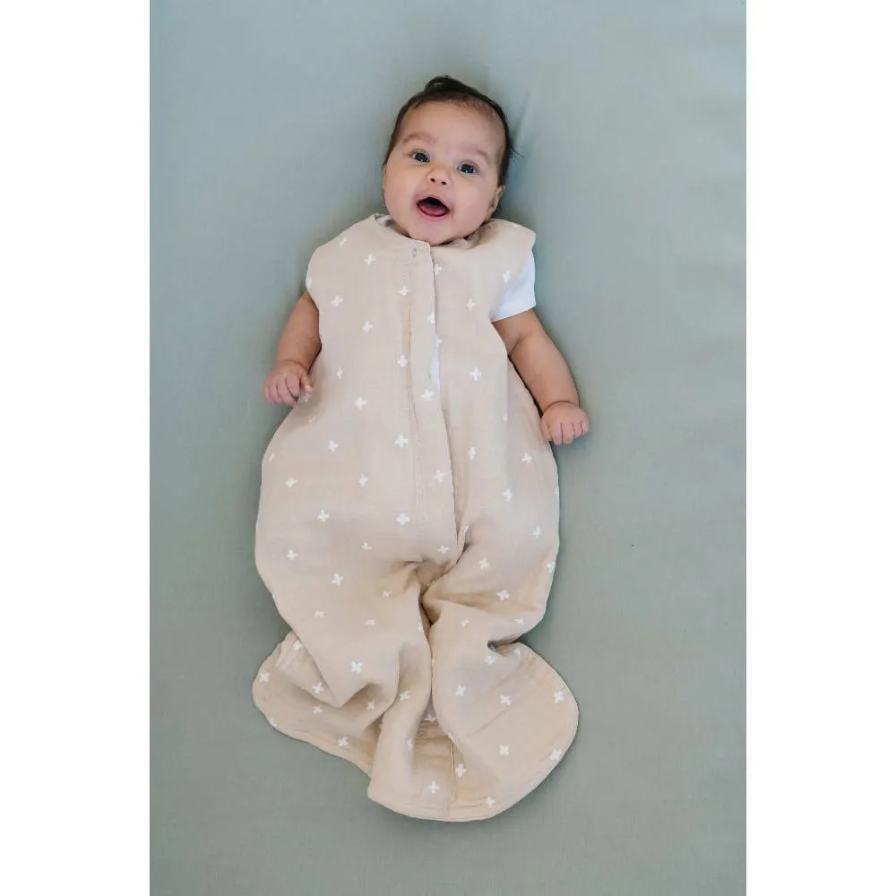 Cotton Muslin Sleeping Bag - Taupe Cross