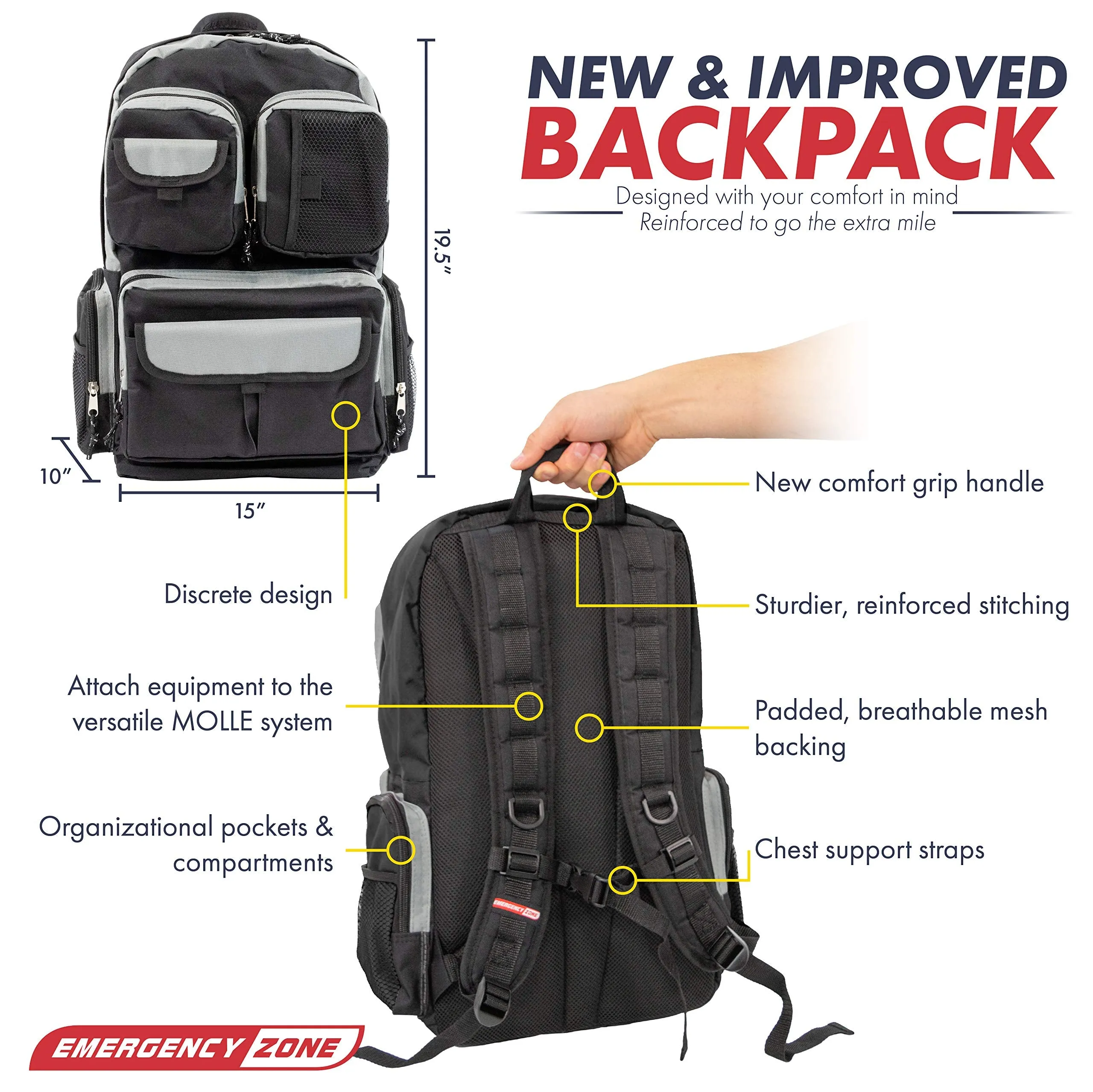 Emergency Zone Urban Survival 72-Hour Bug Out/Go Bag | Perfect Way to Prepare Your Family | Be Ready for Disasters Like Hurricanes, Earthquake, Wildfire, Floods, Tornadoes | Now Includes Bonus Item!