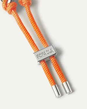 GRID 4 Tangerine Adjustable Rope Silver Bracelet