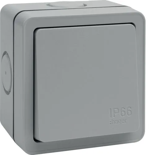 Hager WXPDP84 Sollysta Weatherproof IP66 20A 1G 1-Way DP Switch