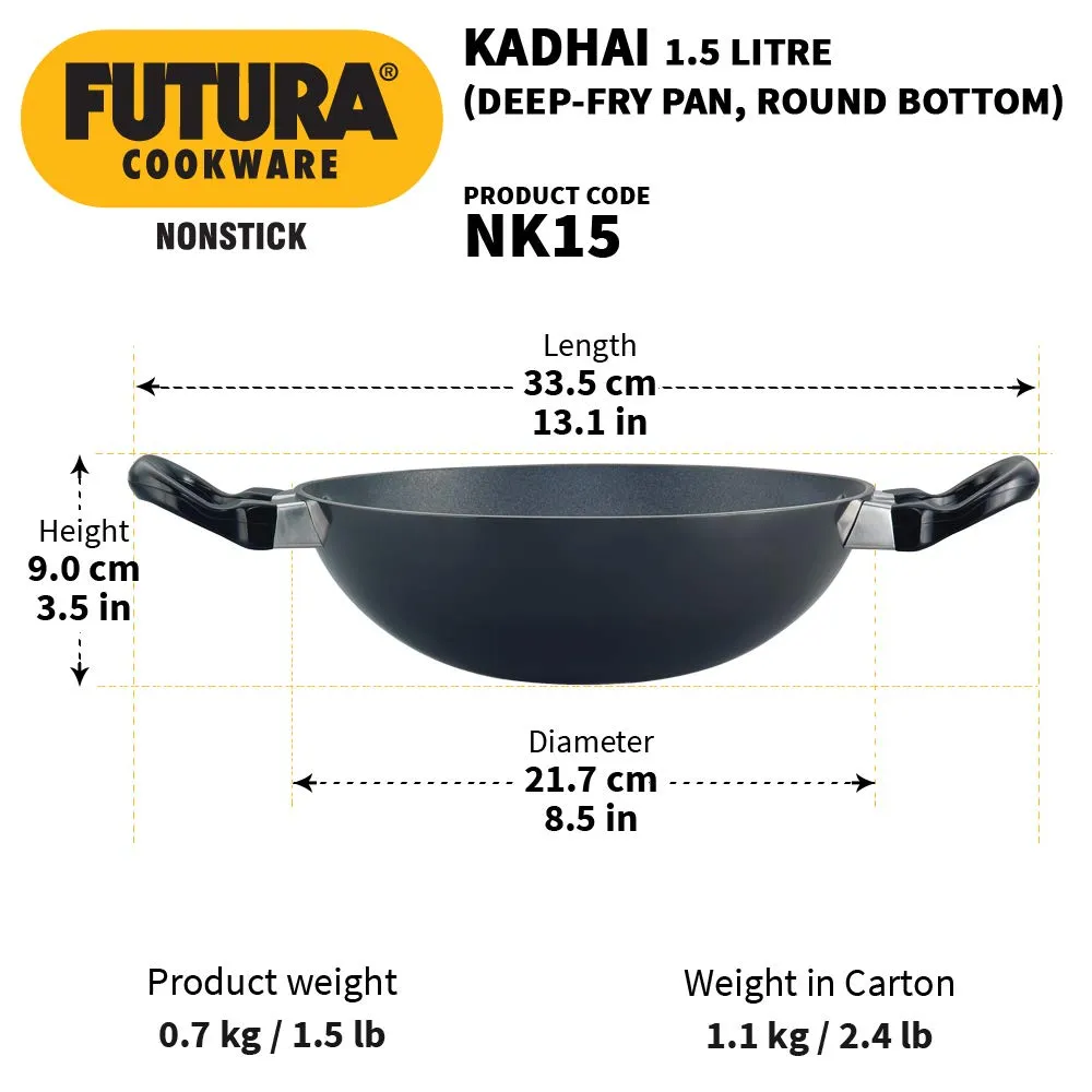 Hawkins Futura 1.5 Litre Non-Stick Deep-Fry Pan, Black (NK15)