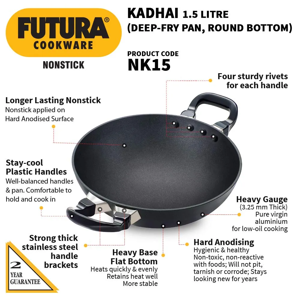 Hawkins Futura 1.5 Litre Non-Stick Deep-Fry Pan, Black (NK15)
