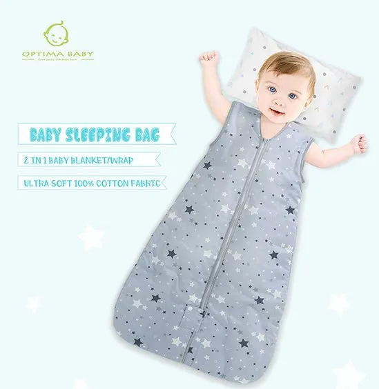 OptimaBaby Blue White Star Baby Sleeping Bag Winter Model 2.5 Tog Small (0-12M)