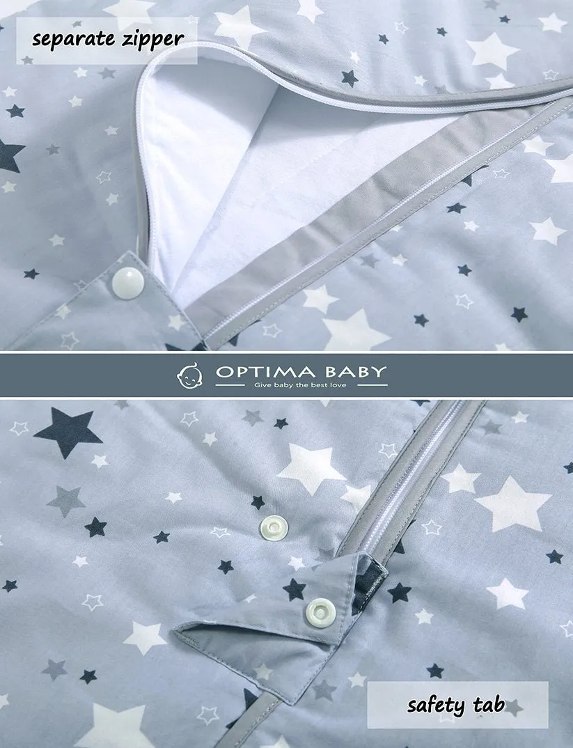 OptimaBaby Blue White Star Baby Sleeping Bag Winter Model 2.5 Tog Small (0-12M)
