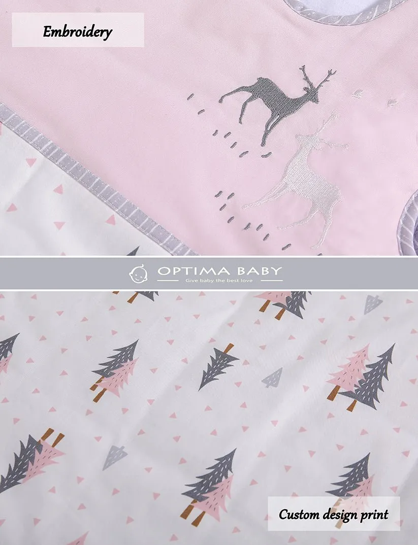 OptimaBaby Pink Grey Woodland Deer Baby Sleeping Bag Winter Model 2.5 Tog Small (0-12M)