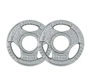 Silver Cast Iron Tri-Grip Olympic Weight Plates - Clearance