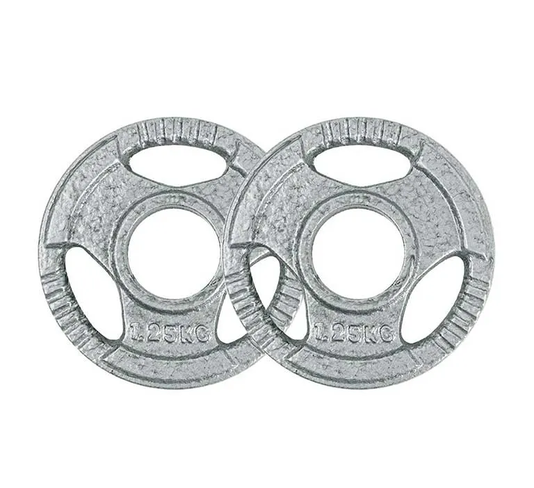 Silver Cast Iron Tri-Grip Olympic Weight Plates - Clearance