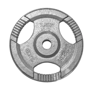 Standard 1" Tri-Grip Cast Iron Weight Plate 7.5kg Silver
