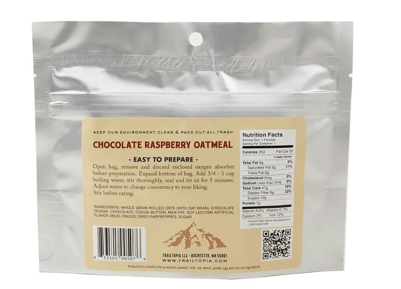 Trailtopia Oatmeal Emergency and Survival Food