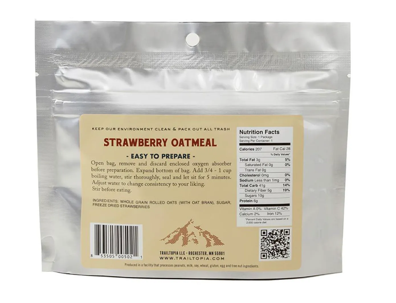 Trailtopia Oatmeal Emergency and Survival Food