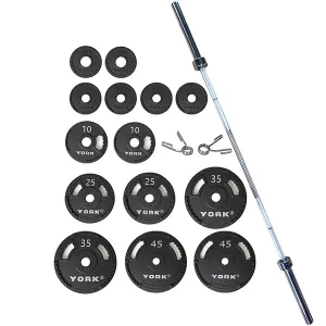 York Barbell 300Lb G-2 Cast Iron Olympic Weight Plate Set