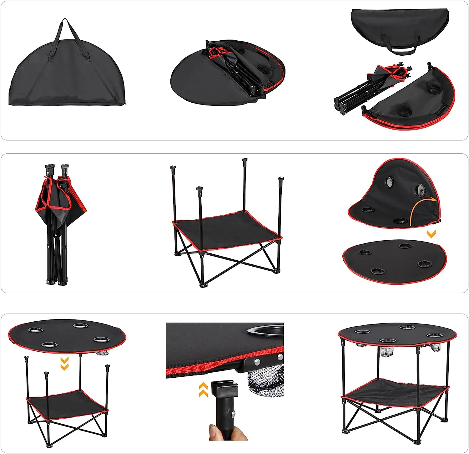 ZENY™ Portable Folding Picnic Table Outdoor Camping Table with 4 Cup Holders