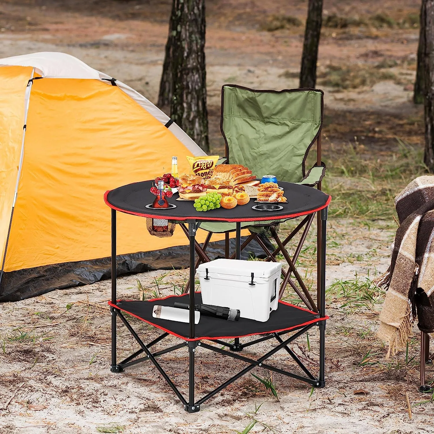 ZENY™ Portable Folding Picnic Table Outdoor Camping Table with 4 Cup Holders