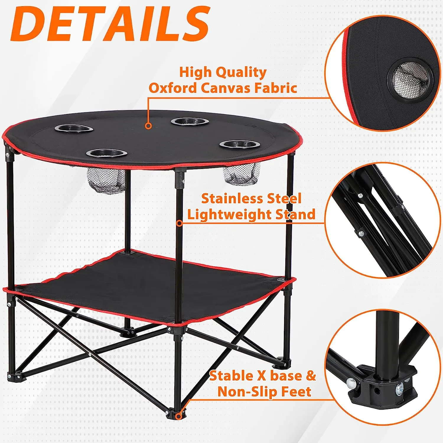 ZENY™ Portable Folding Picnic Table Outdoor Camping Table with 4 Cup Holders