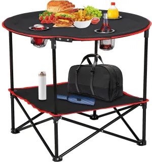 ZENY™ Portable Folding Picnic Table Outdoor Camping Table with 4 Cup Holders
